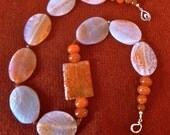 Orange crack agate and crystal necklace