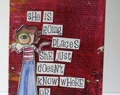 ORIGINAL: acrylic canvas "She's Going Places"