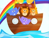 Noah's arc with animals children's illustration wall art print