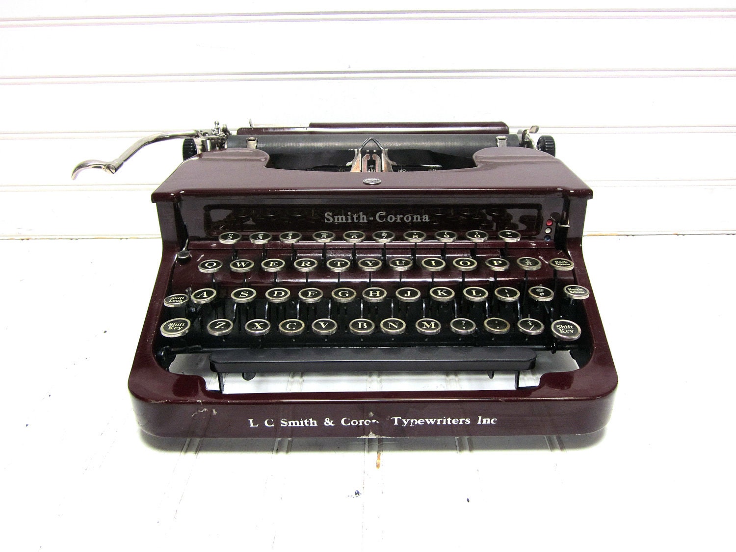 Vintage Typewriter Maroon Smith Corona Standard Manual Typewriter