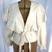 Vintage Italian White Leather Eyelet Ruffle Trim Jacket