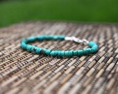 Turquoise Heishi Bracelet, Sterling Silver Clasp