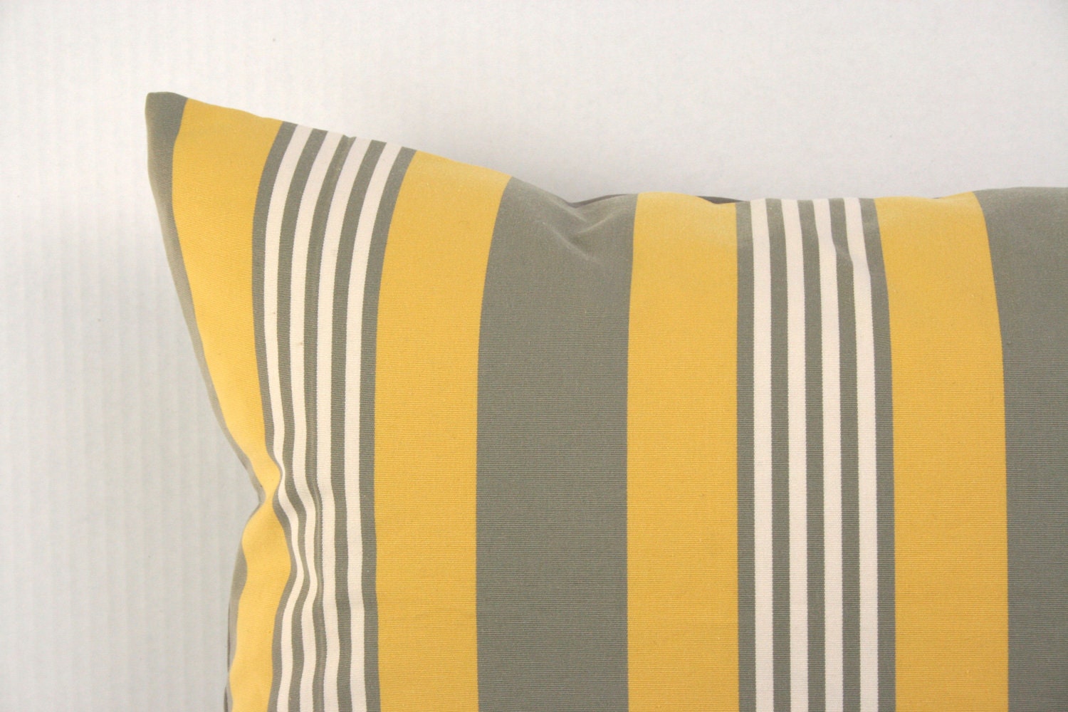 ON SALE Decorative Pillow Cover - Lemon Stripe Lumbar Throw Pillow Cushion Yellow Grey