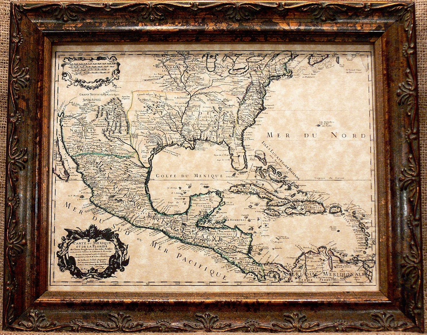 Mexico-Florida Map Print of a 1703 Map on Parchment Paper