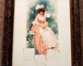 1897 Calendar Girl Apr-Jun Art Print on Cotton Paper