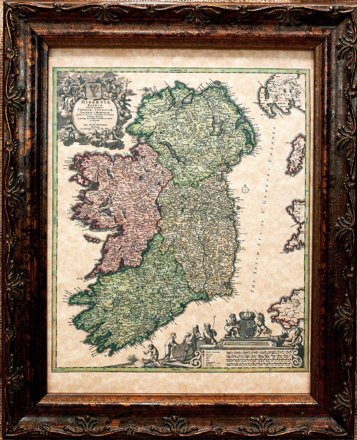 Ireland Map Print of a 1716 Map on Parchment Paper - apageintime