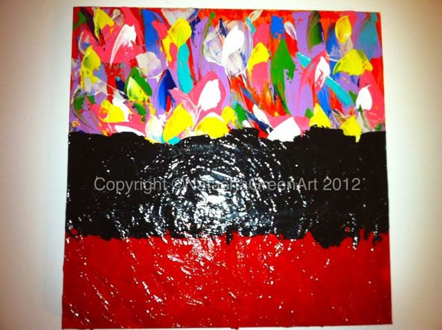 Impasto Acrylic palette knife Abstract painting gallery wrapped canvas.              Title Tragedy by NatashaGreenArt