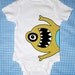 YeLLow PEEK-A-BOO MONSTER Baby Bodysuits, Tot Tees, Adorable Baby Shower gift, Infant, Newborn, Toddler, Kids, Party Favor