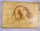 SALE - Over HALF OFF -  Hand Made - Indian Pony/Horse - Wood Burning Native American - Wall Plaque