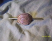 Handmade OOAK Leather Hair Barrette with Wooden Slider - Native American
