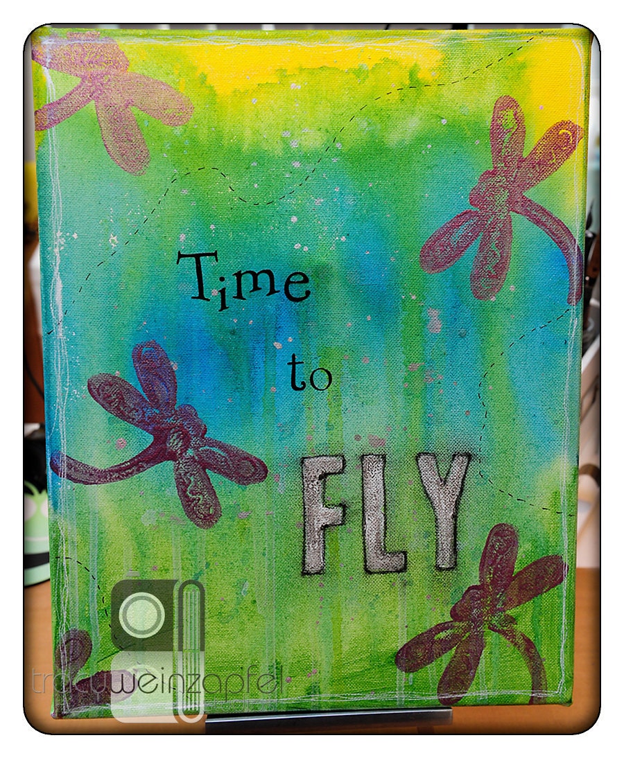 FLY - By Tracy Weinzapfel - Mixed Media Canvas 11" X 14"
