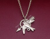Hot Sale---The Hunger Games Necklace Pendant, Inspired Mockingjay Necklace Katniss Arrow, Antique Silver tone
