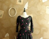 Vintage 1950s Clock Strikes Midnight Dress