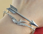 Inspired bird bracelet and Arrow Bracelet--IN SILVER