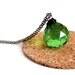 Huge over sized emerald green diamond cut geometric pointer crystal wire wrapped pendant bronze handmade necklace