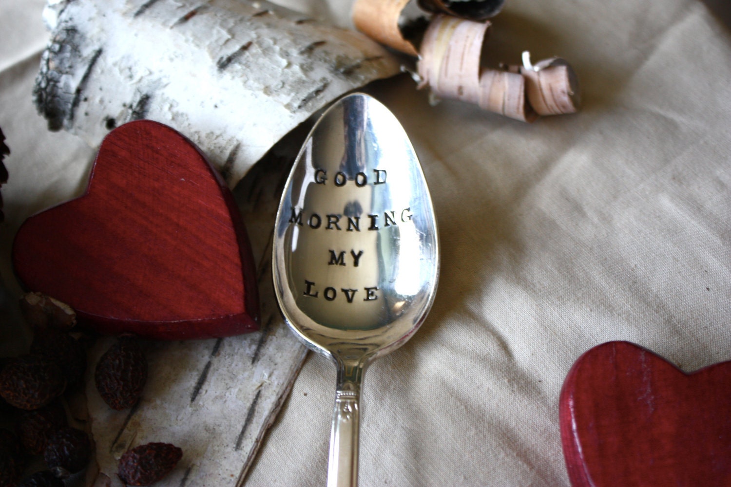 Good Morning My Love Spoon - Hand Stamped - Coffee, Tea, Christmas, Holiday Gift
