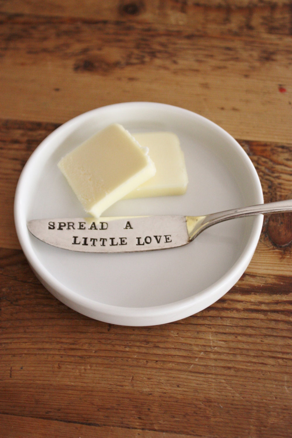 Spread A Little Love - Butter Knife - Vintage Hand Stamped - 2012 forsuchatimedesigns - Home and hostess gift