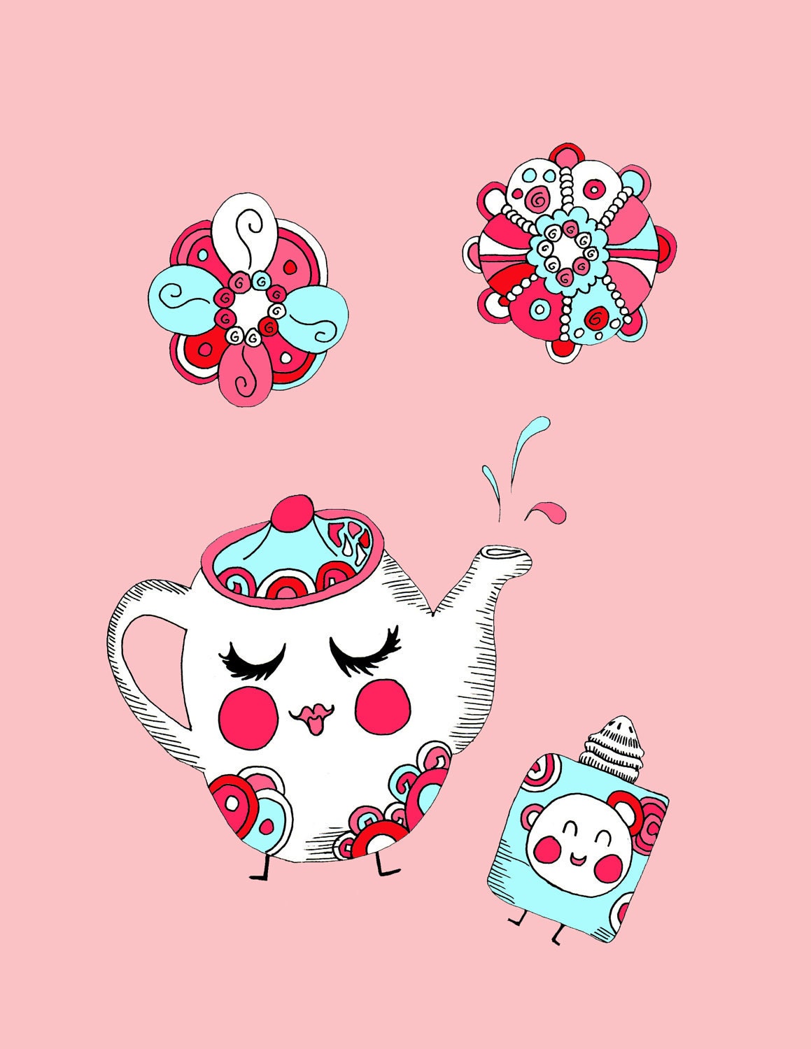 Super SALE - Happy Tea - Inspired Artist Series - Print