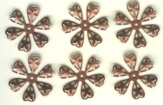 Old Rose Ox Large Pierced Flowers Item 02896 Free Ship