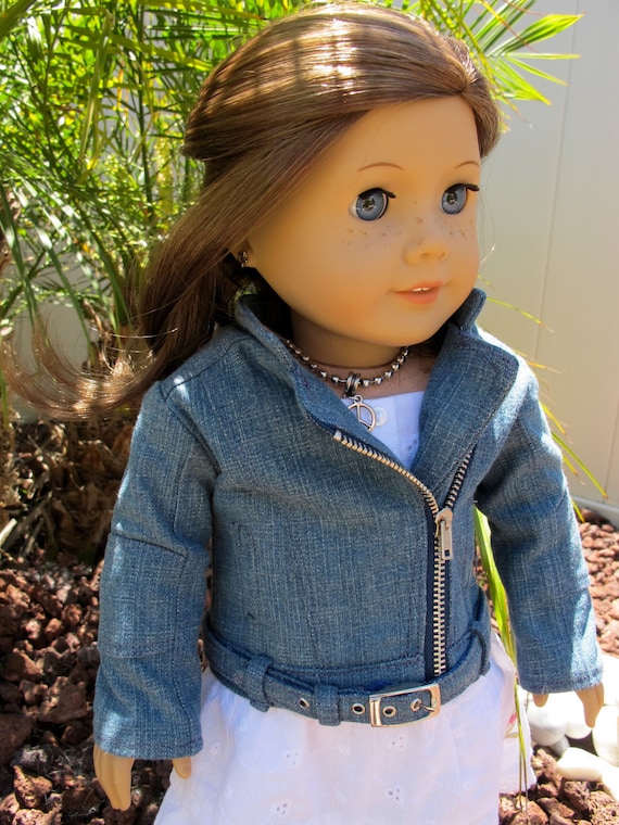 18 inch American Girl Doll Clothing Denim Motorcycle Jacket