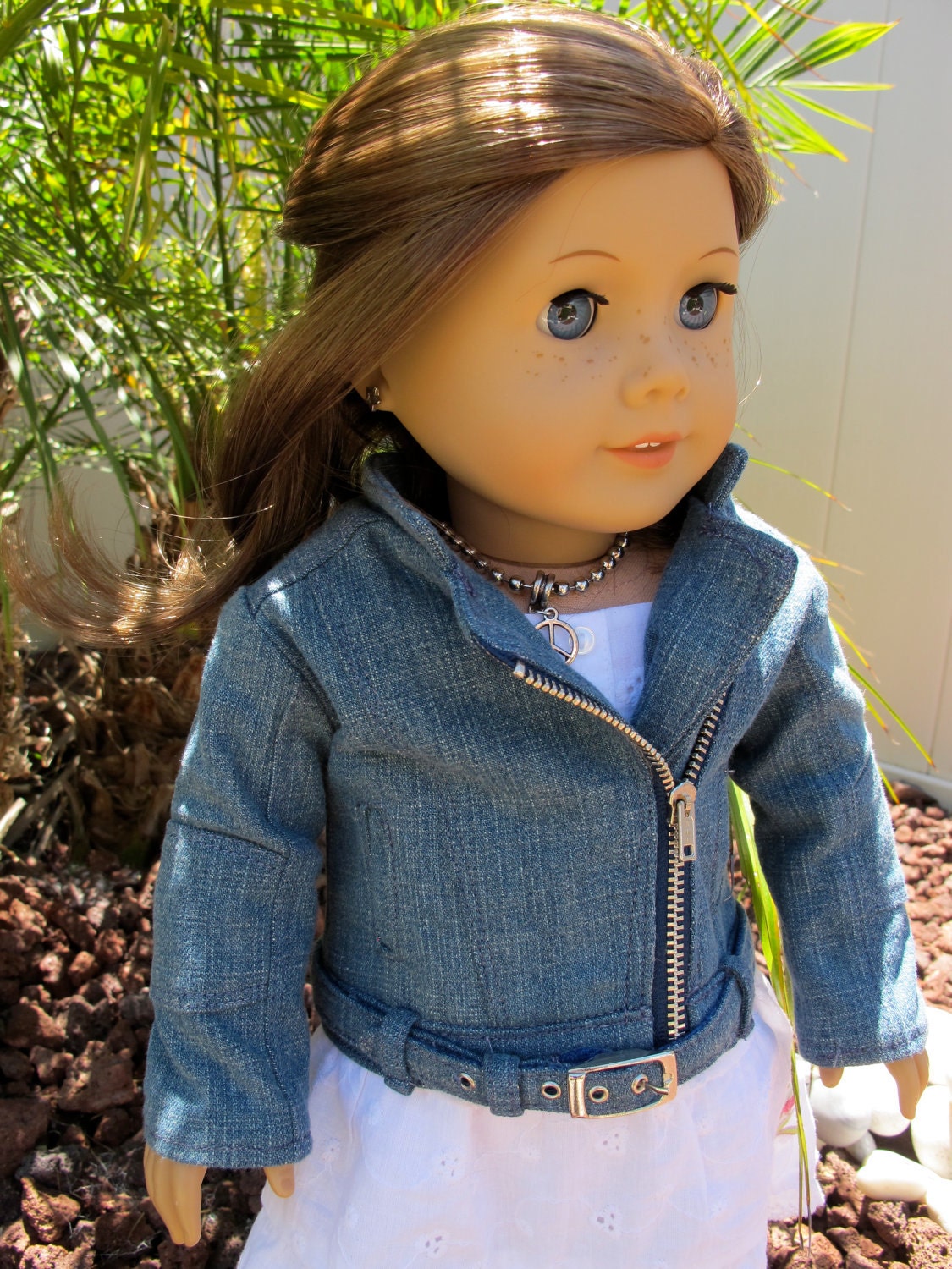 18 inch American Girl Doll Clothing Denim Motorcycle Jacket