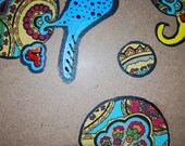 Imagination Series , Colorful Mixed media ooak art panels, Funky wall art