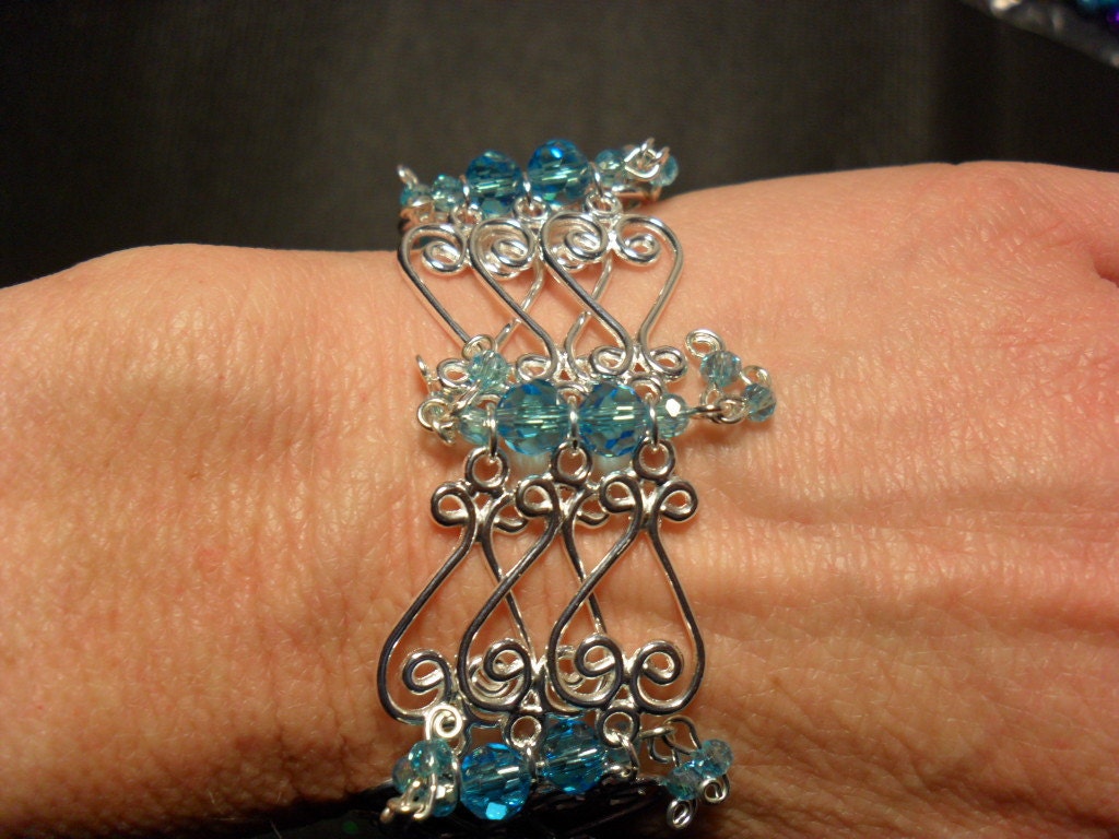 Silver with Blue Czech crystal bracelet