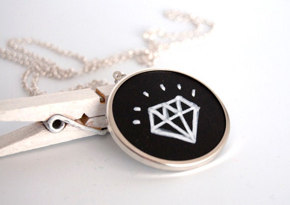Black chaklboard pendant necklace