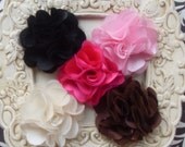 20%OFFORDER.Satin tulle puff hair clip pair-satin puff flower clip..infant hair clip..toddler hair clip..pink clip..ivory clip..pink clip