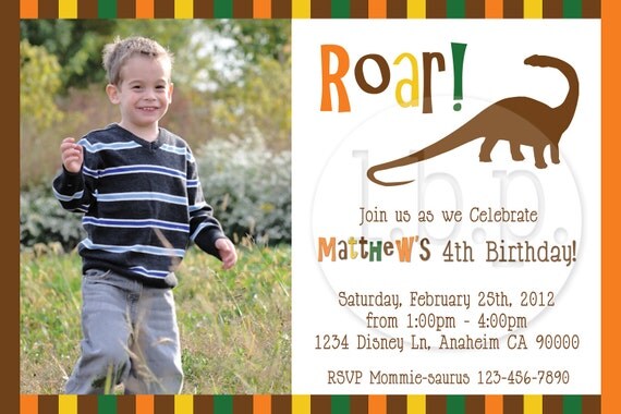 Dinosaur Birthday Invitation Digital file Il_570xn