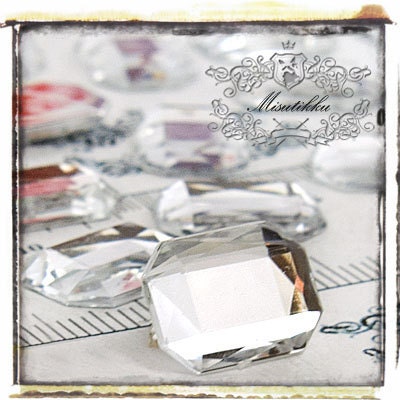 Set of 10 PCS X (18mm X 25mm) Big Clear Rectangle Cabochon Bling Acrylic Rhinestone Faceted Flat Back Gems  - Deco Den Supply (GM.T18MW)