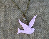 Light Pink Bird Necklace, Breast Cancer Survivor Gift, Girls Gift