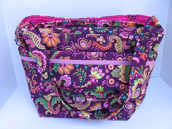 Girls Diaper Bag Maroon-Pink  / Changing Pad  /  Messenger Bag  / Large Tote