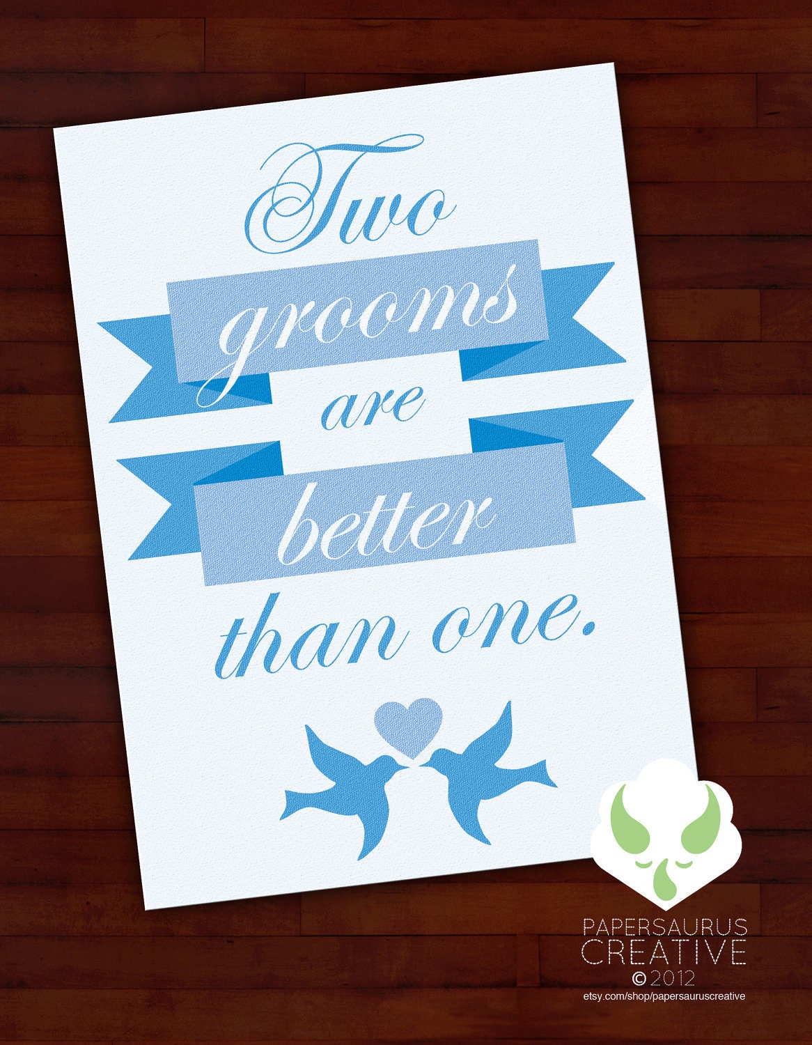 Greeting card - Two grooms are better than one - gay marriage, LGBT wedding