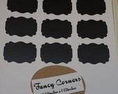 CHALKBOARD LABELS-12 Fancy Corners-made to order--Organize- Weddings/Parties--Labels for Office, Pantry,Kids Rooms, Bathrooms,Tool Chests