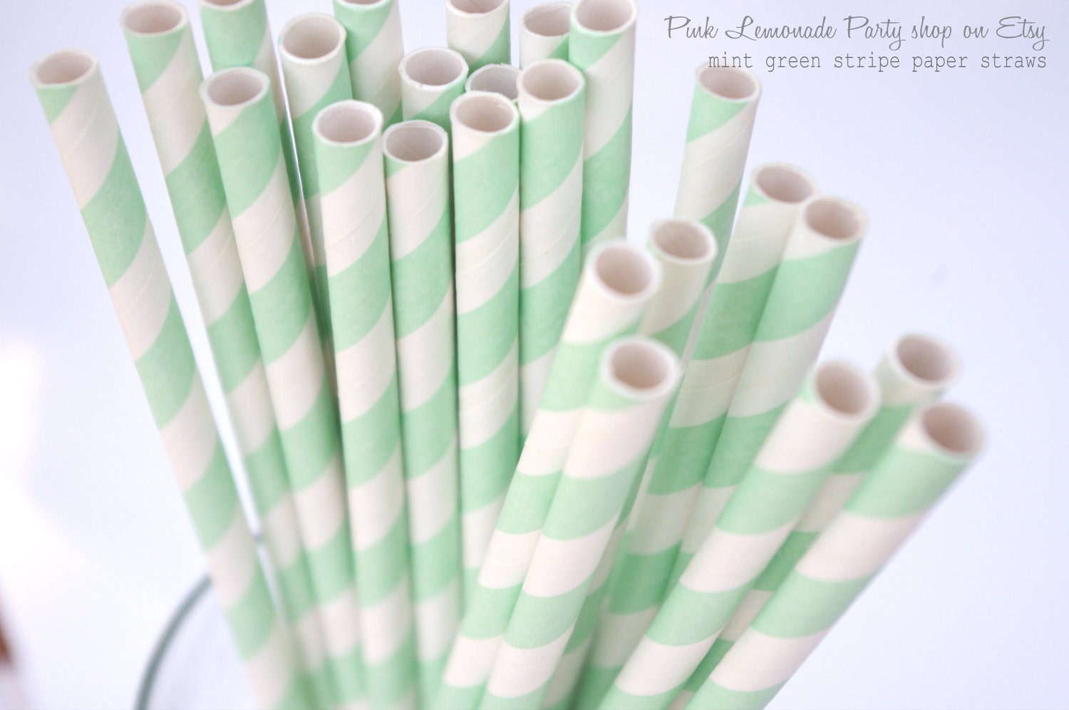 MiNT GReeN Paper  Straws--- Weddings---showers---Parties---50ct with Free Printable diy Flags