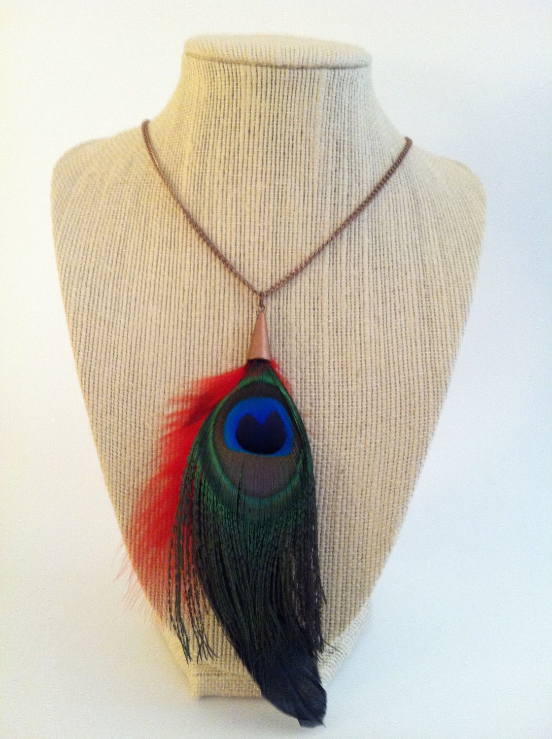 Peacock Feather Necklace II - Boho Chic Gypsy Necklace