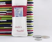 Personalized Tooth Fairy Pillow - Boy or Girl - Dr SEUSS Inspired - Stocking Stuffer - Party Favor - Birthday Gift - Personalized RED