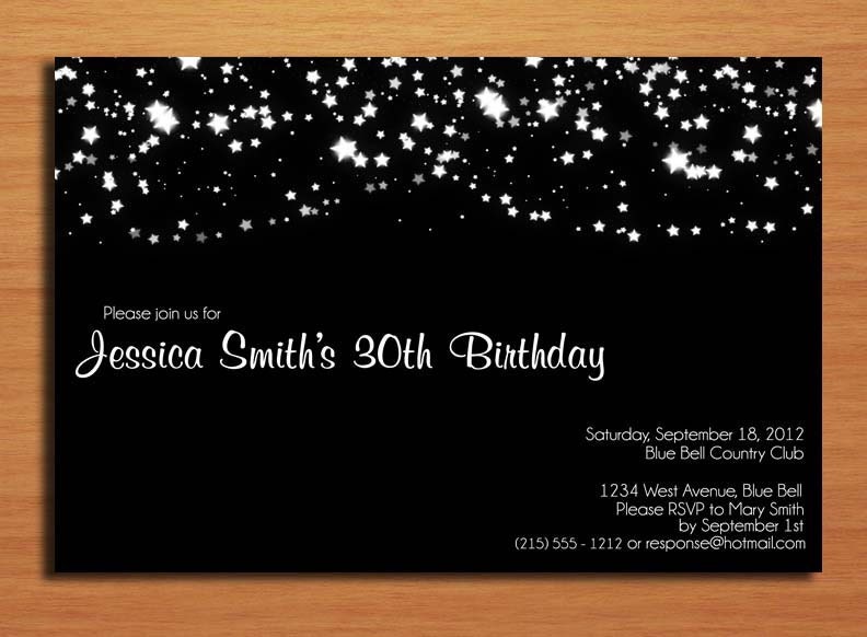 Elegant Starry Night 30th Birthday / Customized Printable Adult Birthday Party Invitation Cards DIY
