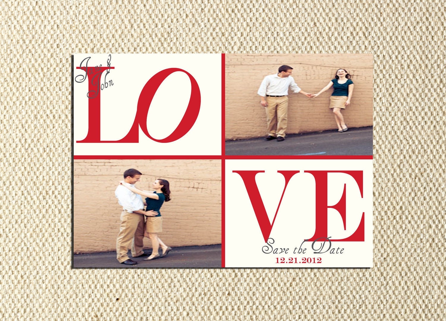 Customized Printable Love Park Style Save The Date Announcement Cards DIY