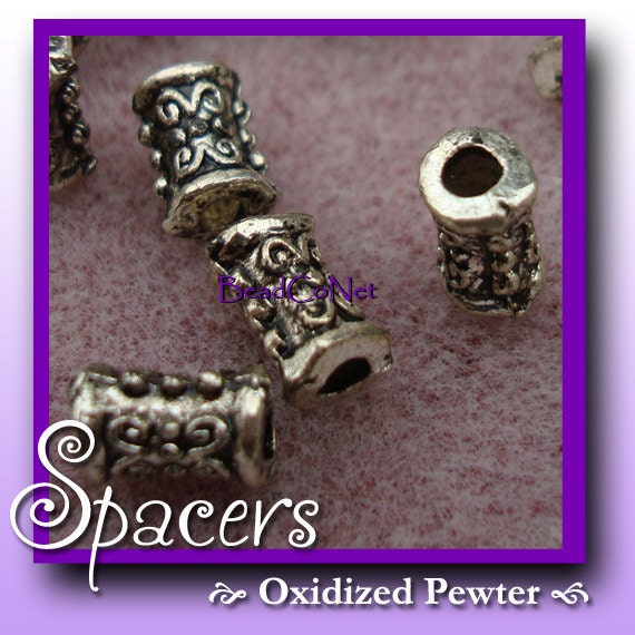 8.5mm Oxidized Silver Pewter Bali Style Barrel Sacers Metal Base ( 20 Pieces ) Jewelry Findings Supplies - KarPenaEnterprises