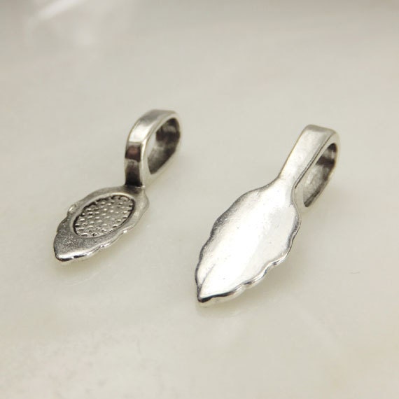 HOT SELLER - Antique Silver Plated Glue On Bail, Oxidized Metal Findings 25x8mm ( 10 Pieces ) Jewelry Making Components - KarPenaEnterprises