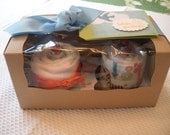 Baby Boy Cupcake Gift Set - 2 Pack Onesie/Burp Cloth - Color Blueberry Crumble by Baby Sweets