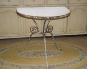 Sale French Iron Table Antique Half Moon Chippy Paint Shabby Garden Cottage Chic Console Table