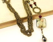 Picture Necklace, Woman Pendant, Long Chain Necklace, Pendant Necklace, Maiden Female Romantic Jewelry