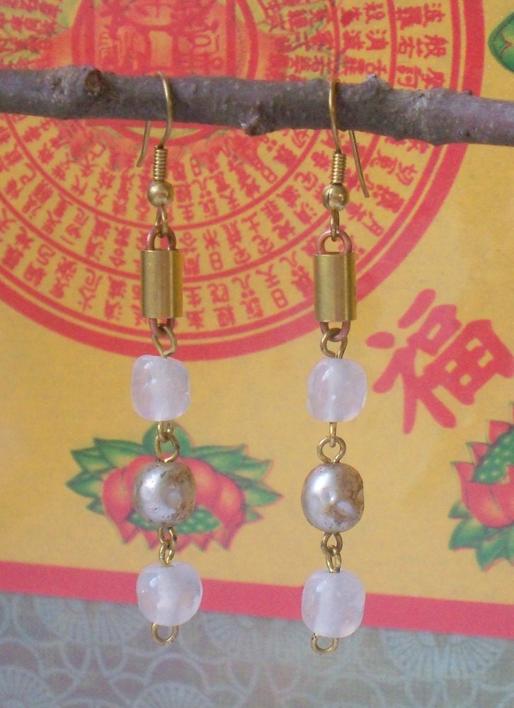 Upcycled Recycled Repurposed Vintage Bead Chain Earrings Vintage Bridal Earrings Handmade By VintageWrapture