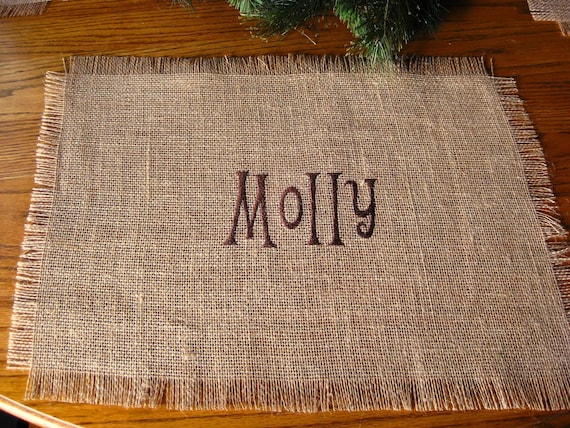 Embroidered Burlap Placemats buy one or one for the whole family