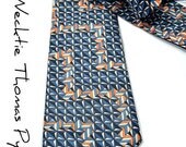 Mens Necktie Thomas Pynchon - Blue and orange geometric check tie