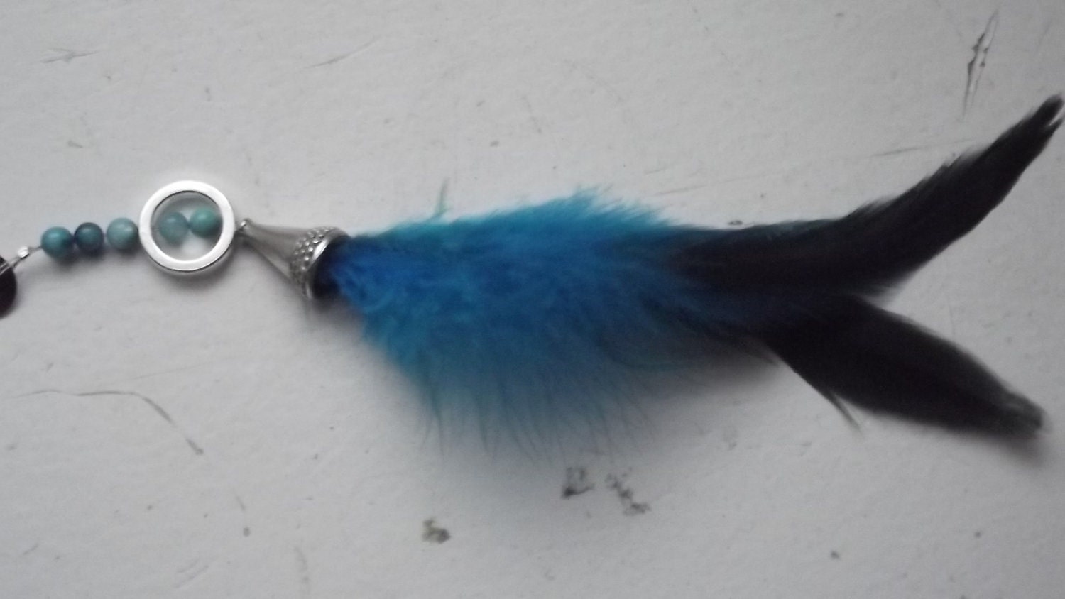 Turquoise Feather Barrette Hair Extension