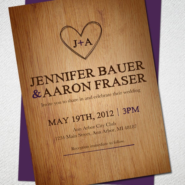 Wood Carving Wedding Invitation